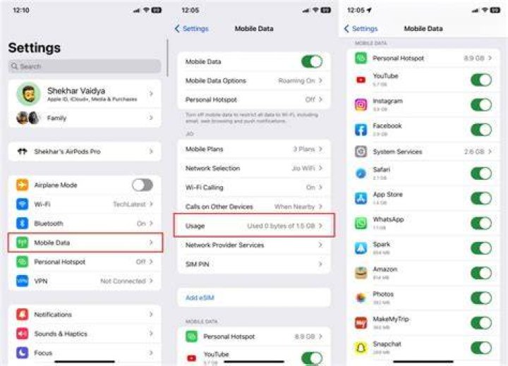 How do I check my network usage on my iPhone?