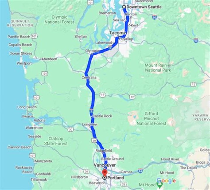 How far is Ridgefield Washington from Seattle Washington?