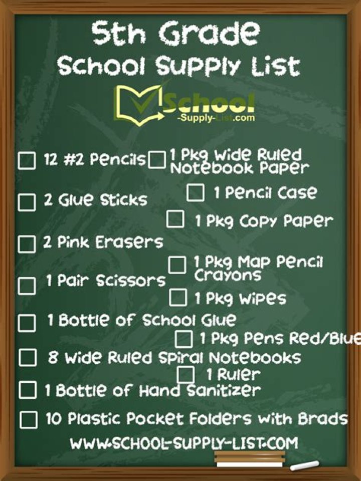 What supplies do 5th graders need?